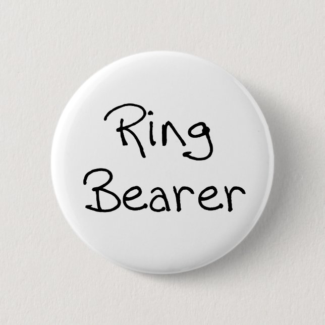 Black Text Ring Bearer 6 Cm Round Badge (Front)