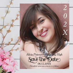 Black Text Save the Date Graduation Announcement P