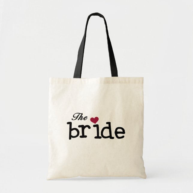 Black Text The Bride Tshirts and Gifts Tote Bag (Front)