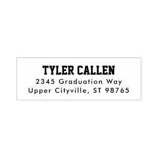 Black Text Varsity Graduation Address Self-inking Stamp