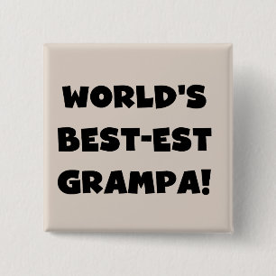 Black Text World's Best-est Grampa T-shirts Gifts 15 Cm Square Badge