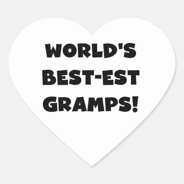 Black Text World's Best-est Gramps Gifts Heart Sticker (Front)