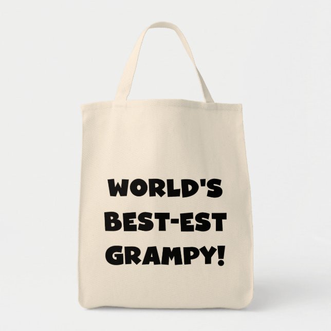 Black Text World's Best-est Grampy Gifts Tote Bag (Front)