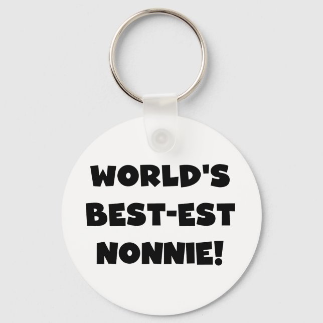 Black Text World's Best-est Nonnie Gifts Key Ring (Front)