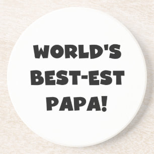Black Text World's Best-est Papa Tshirts and Gifts Coaster