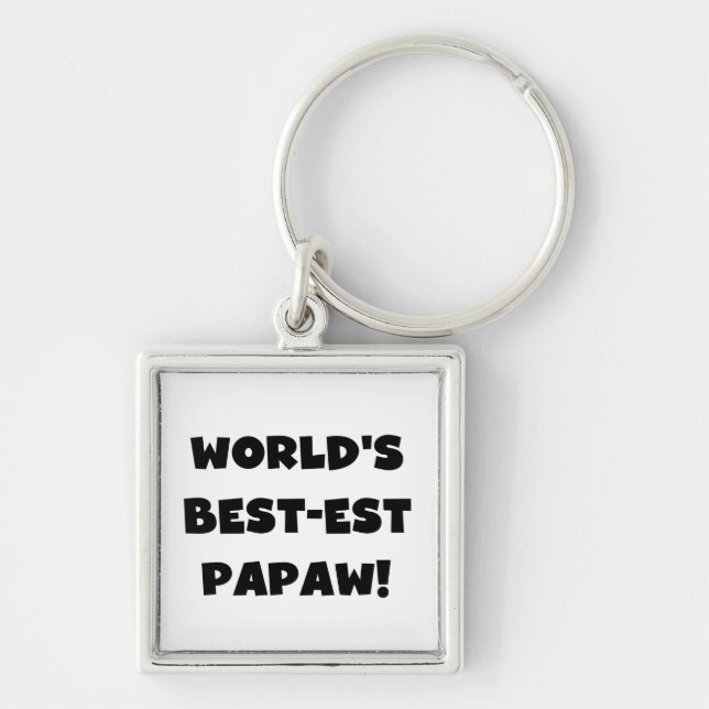 Black Text World's Best-est Papaw Gifts Key Ring (Front)