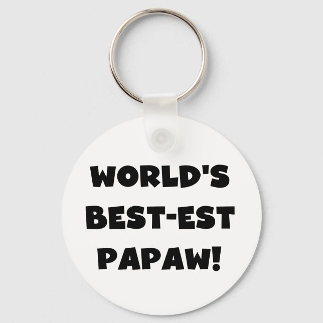 Black Text World's Best-est Papaw Gifts Key Ring (Front)