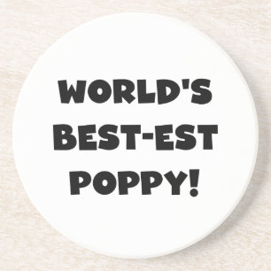 Black Text World's Best-est Poppy Gifts Coaster