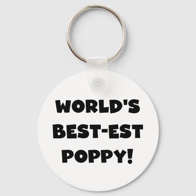 Black Text World's Best-est Poppy Gifts Key Ring (Front)