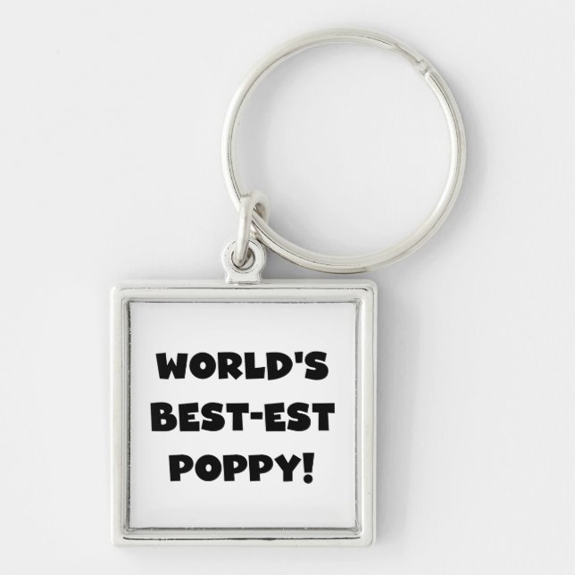 Black Text World's Best-est Poppy Gifts Key Ring (Front)