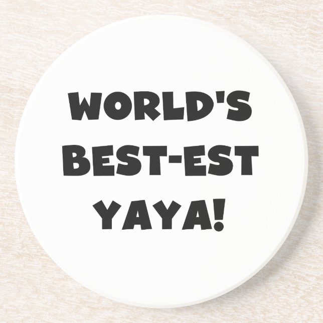 Black Text World's Best-est Yaya Gifts Coaster (Front)