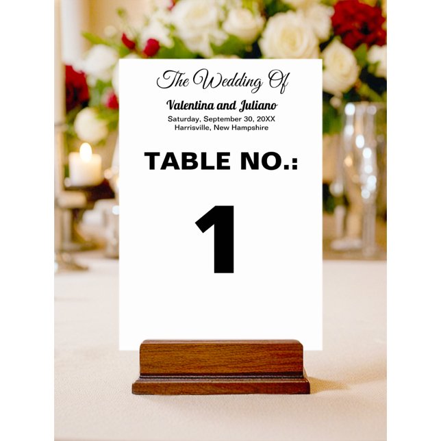 Black Texts on White Background Wedding Table Number (Black text on white background wedding table number)