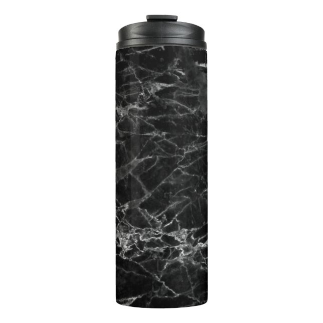Black texture background stone thermal tumbler (Front)