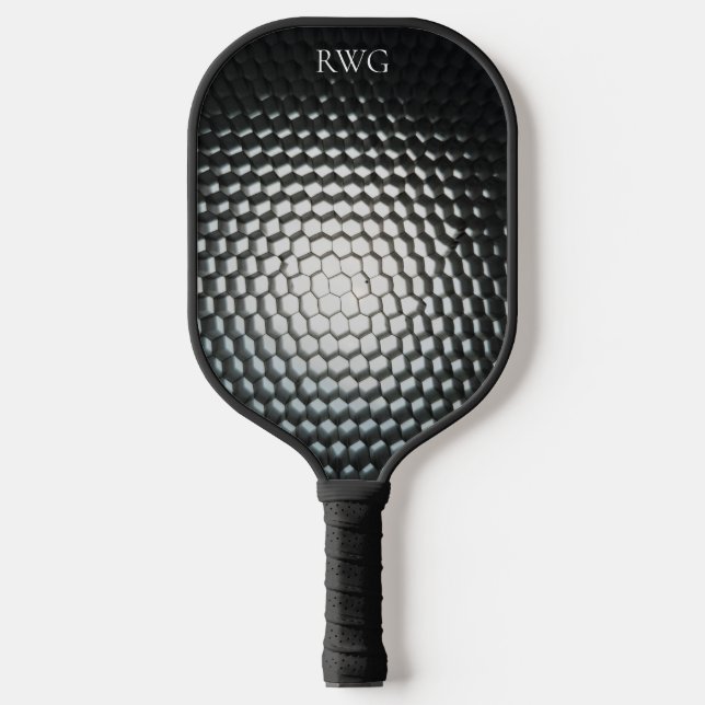 Black Texture Design Monogram Pickleball Paddle (Front)