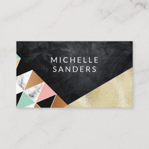 Black Texture   Tile Geometric   Gold Foil Business Card