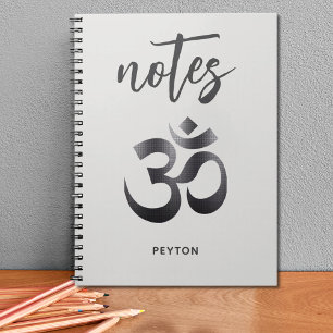 Black Textured-Effect Metal Om Symbol Notebook