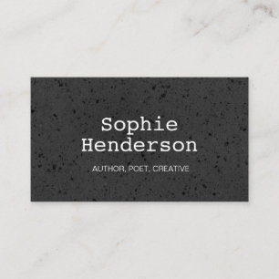 Black Textured Minimalist Author Professional Business Card