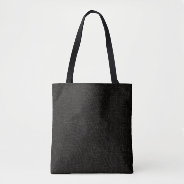 Black textured solid colour tote bag (Front)