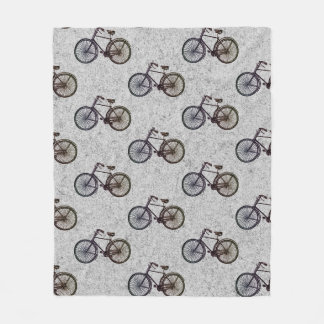 Black textured vintage bicycles fleece blanket