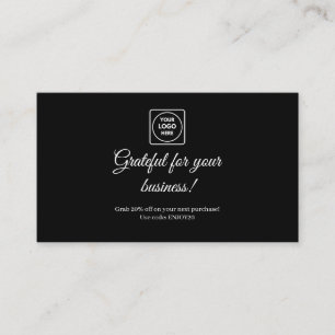 Black Thank You Card   Modern Custom Business card