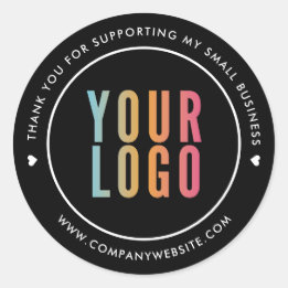 Black Thank You For Supporting My Small Business Classic Round Sticker