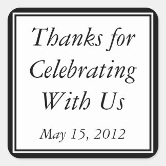 Black Thank You Gift Sticker & Wedding Favour Labe