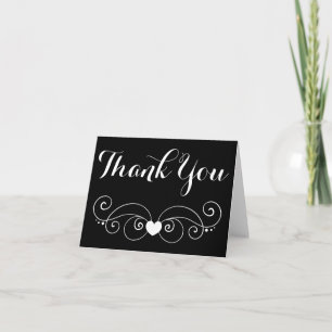 Black Thank You Heart Wedding ,Party Bridal Shower Card