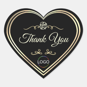 Black Thank You Packaging with Gold Frame and Logo Heart Sticker