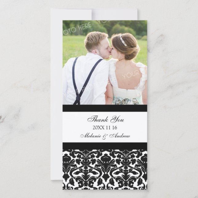 Black Thank You Wedding Photo Cards (Front)