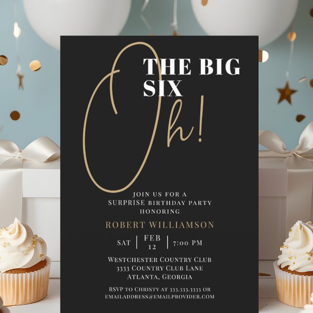 Black The Big 60th Surprise Birthday Invitation (Creator Uploaded)
