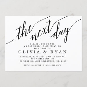 Black The Next Day Wedding Celebration Invitation