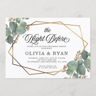 Black the night before geo eucalyptus invitation