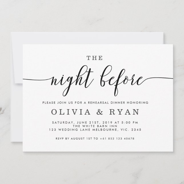 Black the night before invitation (Front)