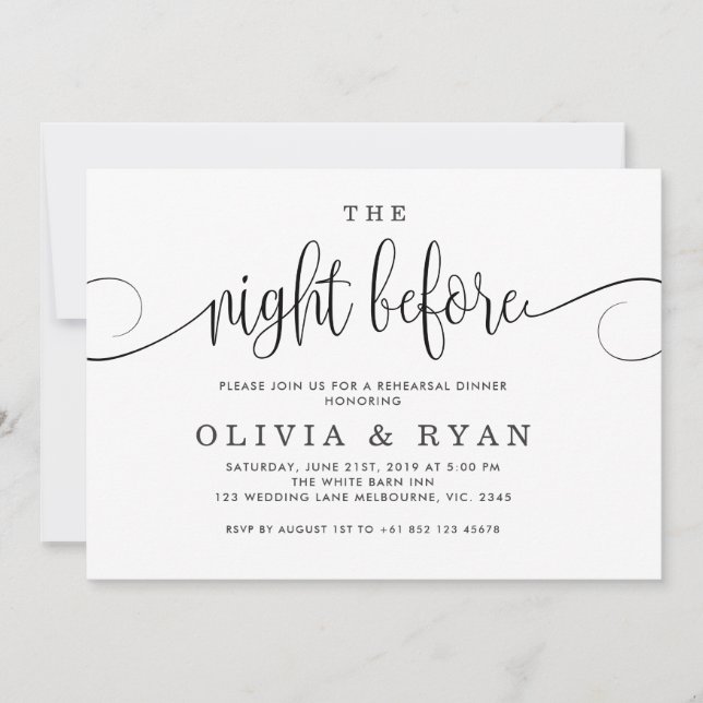 Black the night before invitation (Front)
