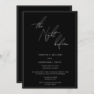 Black The Night Before Rehearsal Dinner Invitation