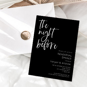 Black The Night Before Rehearsal Dinner Invitation