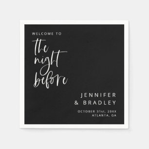 Black The Night Before Rehearsal Dinner Napkin