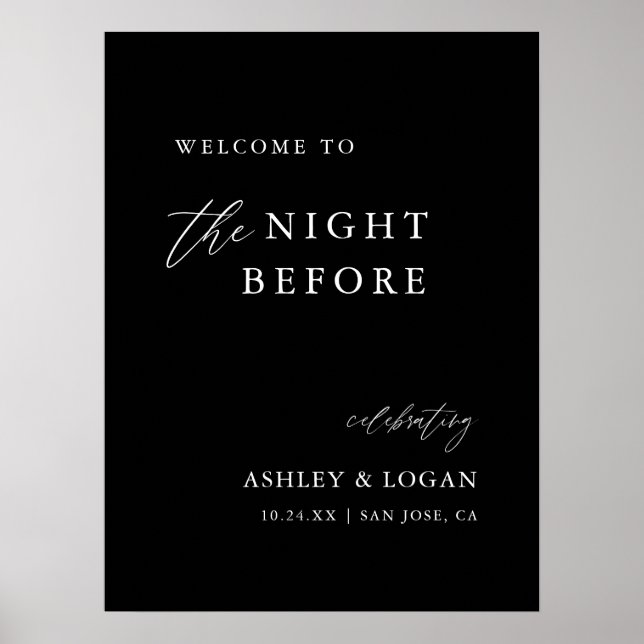  Black The Night Before Rehearsal Dinner Welcome Poster (Front)
