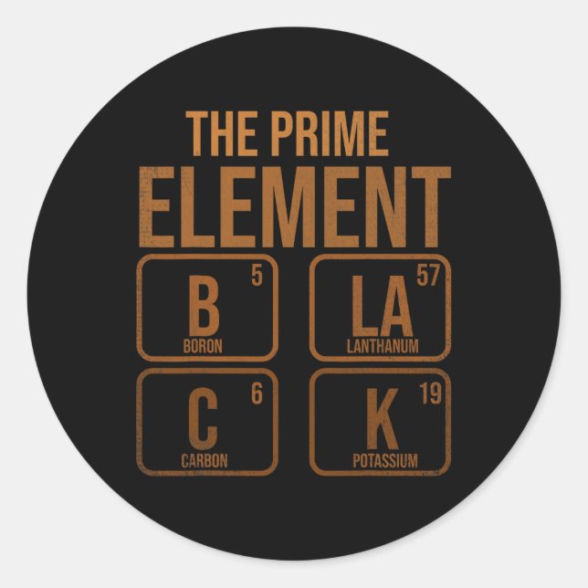 Black The Prime Element  Classic Round Sticker (Front)