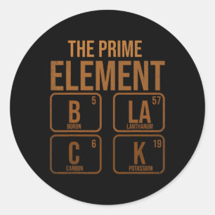 Black The Prime Element Classic Round Sticker