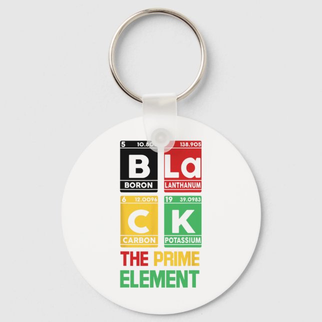Black The Prime Element Periodic Table Black Histo Key Ring (Front)