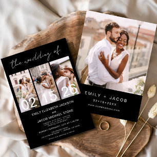 Black The Wedding of Minimalist Photo Collage Invitation