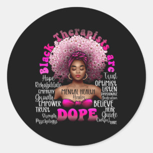 Black Therapist Mental Health Healer Floral Afro B Classic Round Sticker