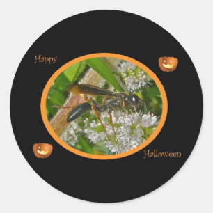 Black Thread-Waist Wasp Halloween Stickers