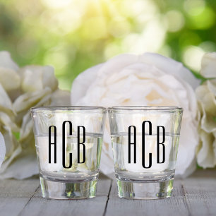 Black Three Letter Monogram Shot Glass