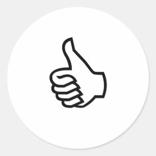 Black Thumbs Up Classic Round Sticker