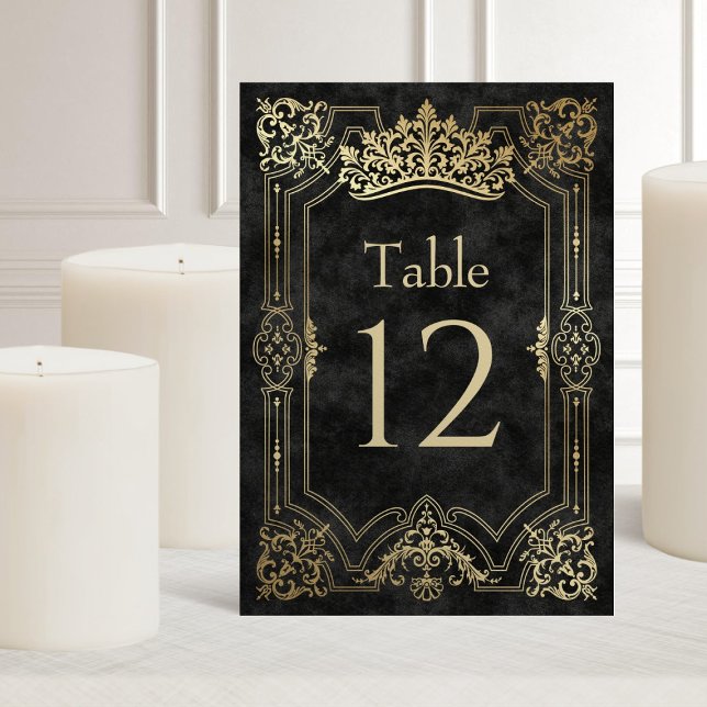Black Tiara Crown Elegant Quinceanera Table Number (Creator Uploaded)