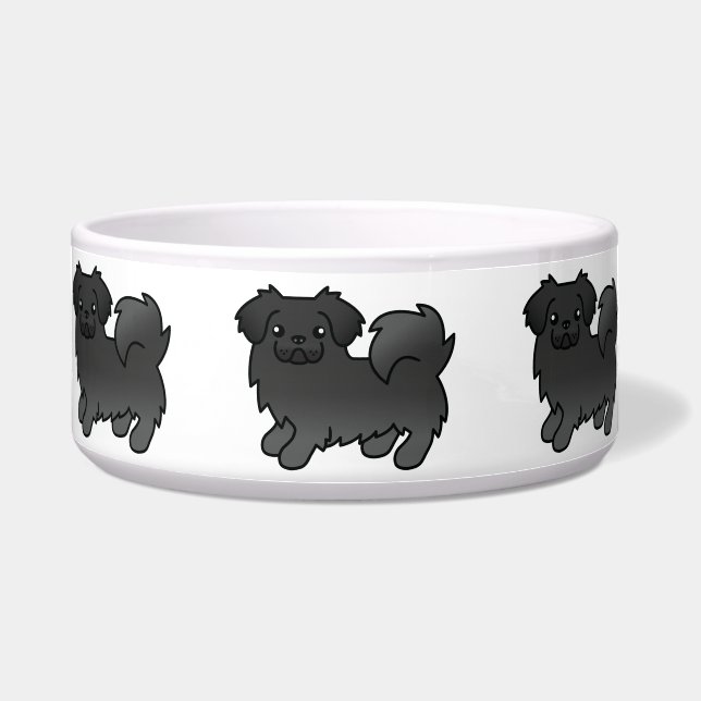 Black Tibetan Spaniel Cartoon Dog (Front)