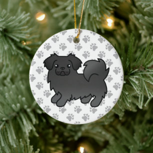 Black Tibetan Spaniel Cute Cartoon Dog Ceramic Ornament