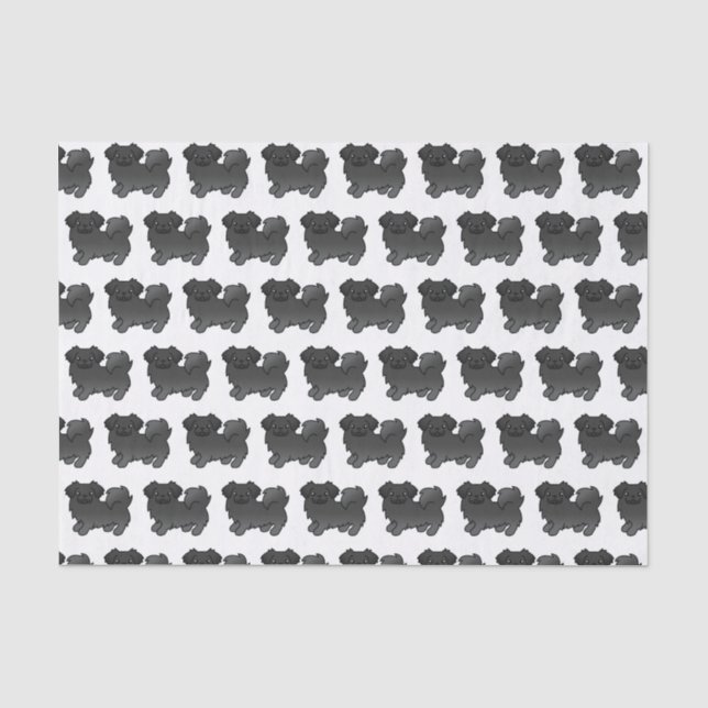 Black Tibetan Spaniel Cute Cartoon Dog Pattern Tissue Paper (Front)